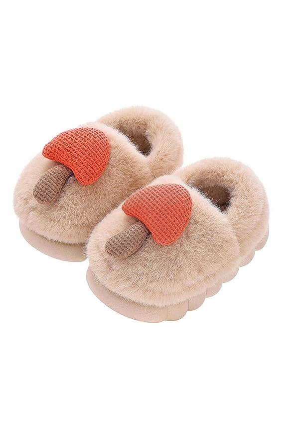 Girls Winter Warm Lined Booties Cozy Indoor Outdoor Soft Slippers With Heel Cover For Comfortable Home Shoes Khaki,19