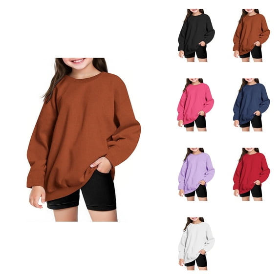 Girls Winter Warm Oversized Hoodie, Long Sleeve Crewneck Pullover Sweatshirt, Casual Fall Fashion Sweatshirt for Girls 2025