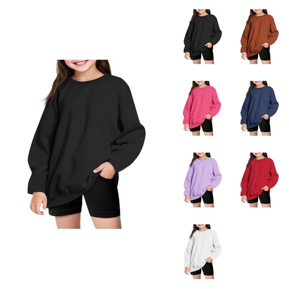 Girls Winter Warm Oversized Hoodie, Long Sleeve Crewneck Pullover Sweatshirt, Casual Fall Fashion Sweatshirt for Teen Girls 2025