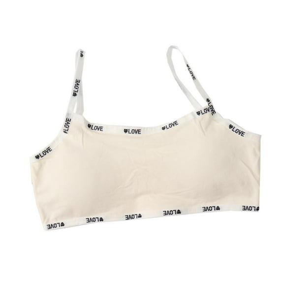 Girls Wirefree Bras New Girl Solid Color Soft Comfortable Breathable Children Thin Style Student Bra Underwear Style B-59 Beige L