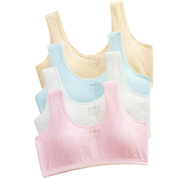 Girls Wireless Bras Comfortable Cotton Little Girls Training Bras 4 Pack