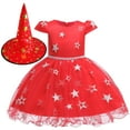 thumbnail image 1 of Girls Witch Costume Dress with Hat Halloween Fairy Princess Tutu Dress Set, 1 of 5