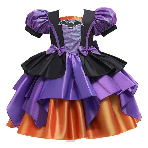 Girls Witch Costume Princess Dress Toddler Kids Halloween Cosplay Fancy Dress Up