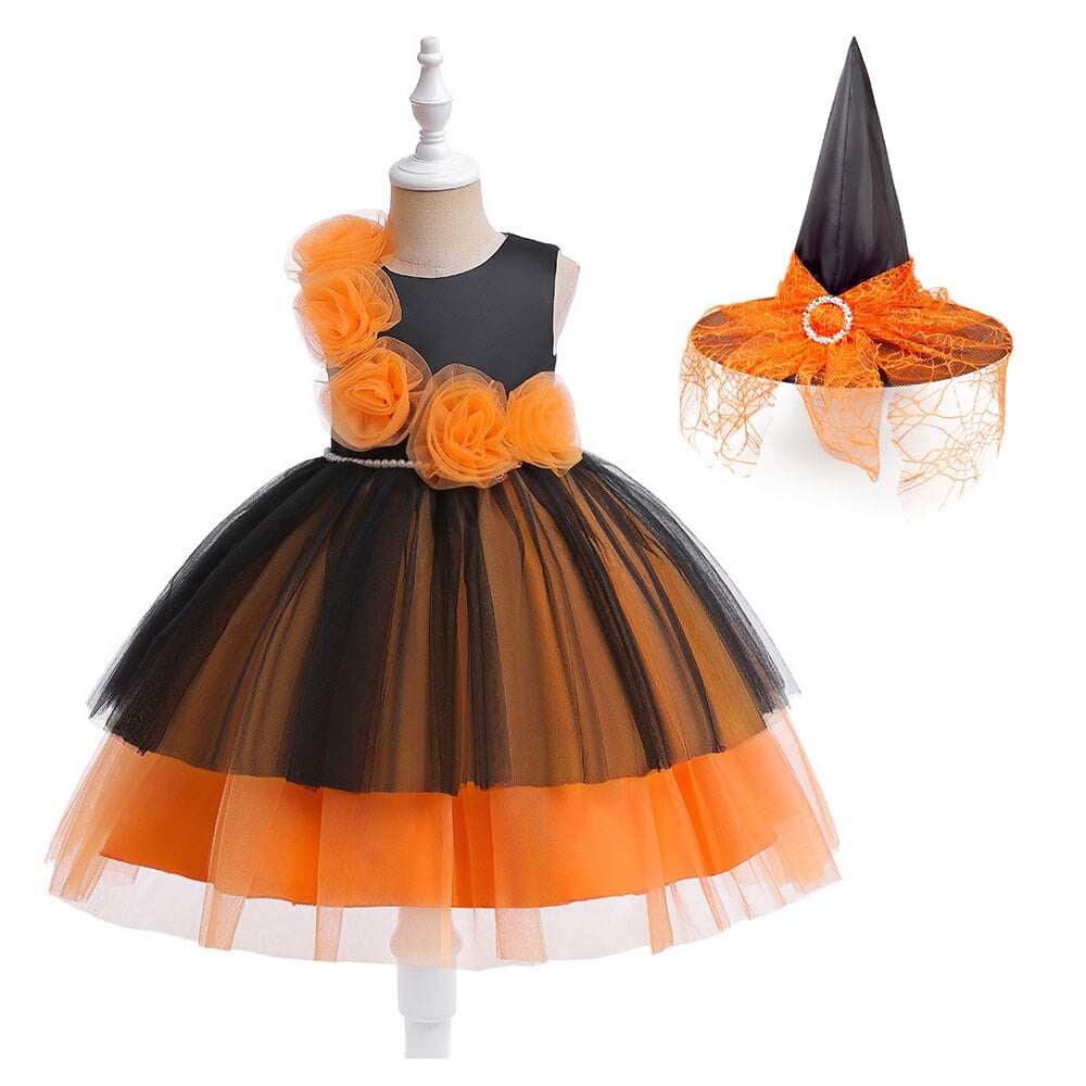 Girls Witch Deluxe Halloween Fancy Dress Costumes Fairytale Outfits w/Hat,  4-10 Year - Walmart.com