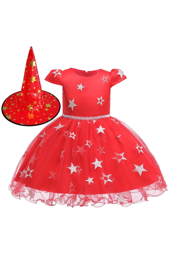 Girls Witch Halloween Costume Princess Tutu Dress Cosplay Party Outfit