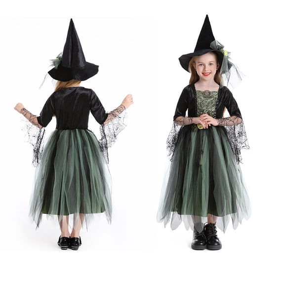 Girls Witch Outfits Tulle Dress Girl Fairy Tale Wicked Witch outfit Halloween Outfits Kids 9-10 Years Children Girls Dress