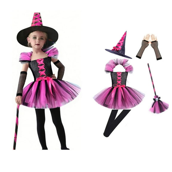 Girls Witch Outfits Tulle Dress for Kids Girls Party Clothes Set Halloween Outfits for Kids Girls 5-6 Years Kids Girls Halloween Dress