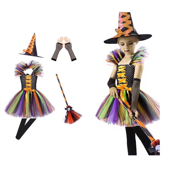 Girls Witch Outfits Tulle Dress for Kids Girls Halloween Dress Outfits Girls Halloween Outfits 9-10 Years Kids Girls Halloween Dress