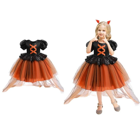 Girls Witch Outfits Tutu Dress Cosplay Party Clothes Kids Halloween Outfits 6-7 Years Halloween Outfits Dress Up