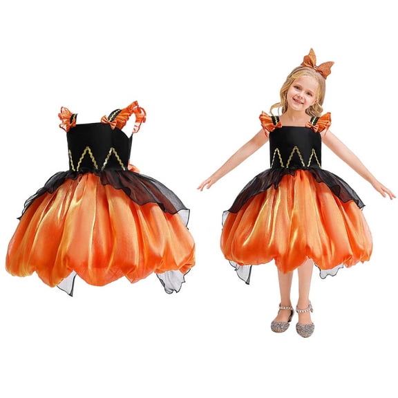 Girls Witch Outfits Tutu Mesh Dress Party Clothes Halloween Outfits for Kids Girls 5-6 Years Children Girls Dress