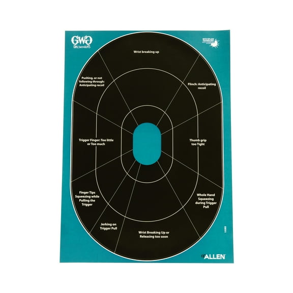 Girls With Guns Splash Adhesive 12 In. X 17.25 In. Oval Handgun Trainer Target By Allen, 5 Targets Per Pack
