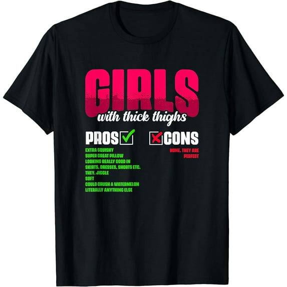 Girls With Thick Thighs - Gym Humor Women Thick Thigh T-Shirt Black Medium