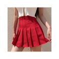 thumbnail image 1 of Girls Women High Waisted Plain Pleated Skirt Skater Tennis School Uniforms A-line Mini Skirt Lining Shorts, 1 of 3
