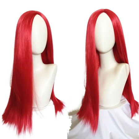 Girls Women Sally Cosplay Wig Long Straight Red Halloween Hair Wig Costume