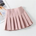 thumbnail image 1 of Girls Women's School Uniform Skirt, A-line Mini Solid Color Pleated Skirt Pink, 1 of 3