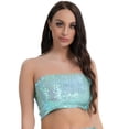 thumbnail image 1 of Girls Womens Sparkly Sequins Crop Top,Glitter Strapless Tube Top Stretch Bandeau Tops for Party Costumes Clubwear, 1 of 9