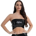 thumbnail image 1 of Girls Womens Sparkly Sequins Crop Top,Glitter Strapless Tube Top Stretch Bandeau Tops for Party Costumes Clubwear, 1 of 9