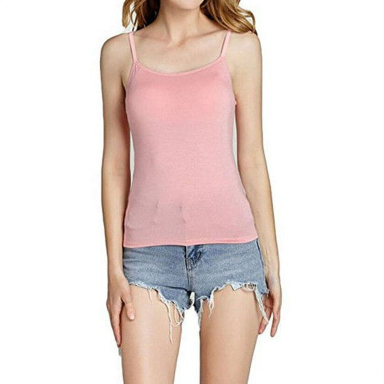 Girls Womens Strap Built In Bra Padded Self Mold Bra Tank Top Camisole Cami  