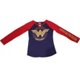 thumbnail image 1 of Girls' Wonder Woman Long Sleeve Raglan Baseball Graphic T-Shirt - Navy/Red - (X-Large 14/16), 1 of 3