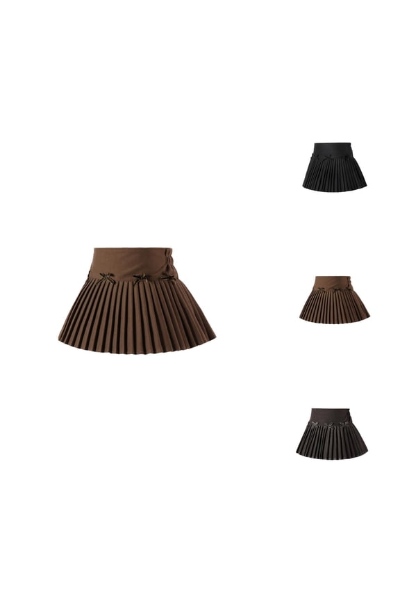 Girls Wool Pleated Bottom for Fall Winter – A-Line Cut with Bow Detail, Preppy Layering Piece for School & Daily Wear, Classic Match to Pink Dress for Girls Looks