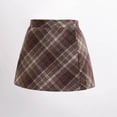 thumbnail image 1 of Girls Woolen Mini Skirt Vintage Plaid A-Line High Waisted Classic Preppy Style Fall Winter Cute Skirts, 1 of 4