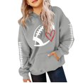 thumbnail image 1 of Girls Y2k Football Sweatshirt Cute Rugby Graphic Hoodies Pullover Football Season Long Sleeve Oversized Tops with Pockets, 1 of 7