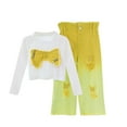 thumbnail image 1 of Girls Yellow Bunny Bow 2-Piece Tracksuit Set, Long Sleeve Top & Ombre Pants, Soft Polyester Casual Playwear Outfit,Size 10-11T, 1 of 6