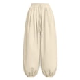 thumbnail image 1 of Girls Yellow Parachute Pants Wide Leg Casual Lounge Bottoms Elastic Waistband Drawstring Lightweight 100% Polyester Y2K,Size 14-15T, 1 of 6