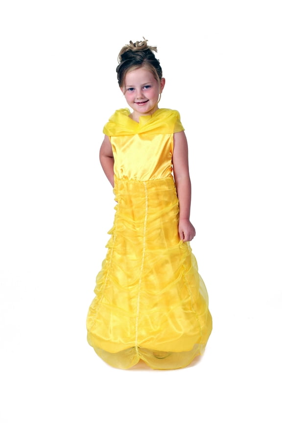Girls Yellow Princess Dress with Hoop (4/6, Yellow)