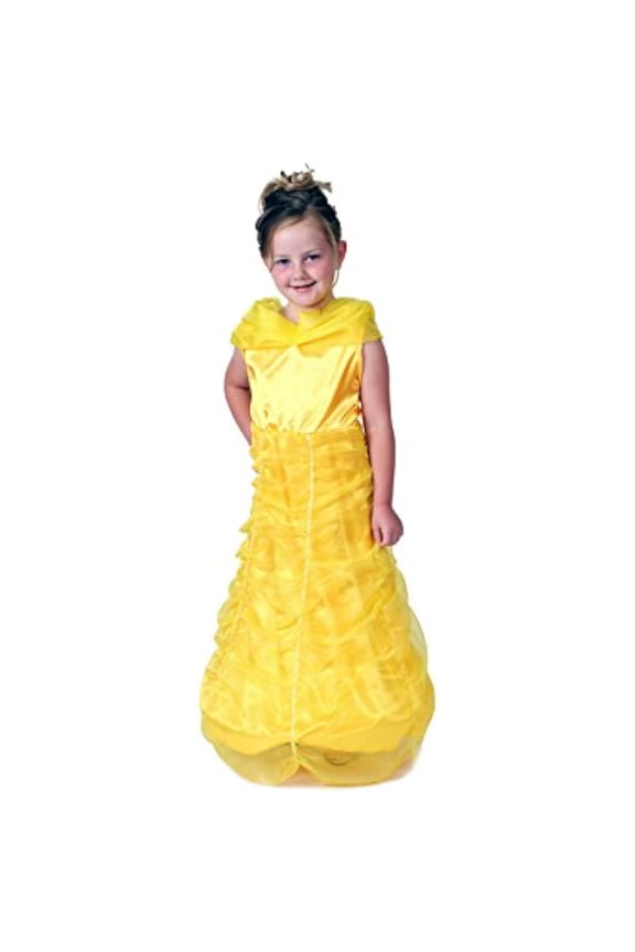 Girls Yellow Princess Dress with Hoop (Choose Size) (8/10, Yellow)