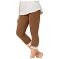 thumbnail image 1 of Girls Yoga Capris Workout Leggings Lace Trim Skinny Tights Cute Athletic Dance Running Capri Legging Active Wear 2 Years, Brown, 1 of 7