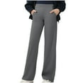 thumbnail image 1 of Girls Yoga Pants with Pockets Straight Leg Stretchy High Waisted Solid Color Workout Gym Dance Sweatpants (14-15 Years, Gray #A), 1 of 6