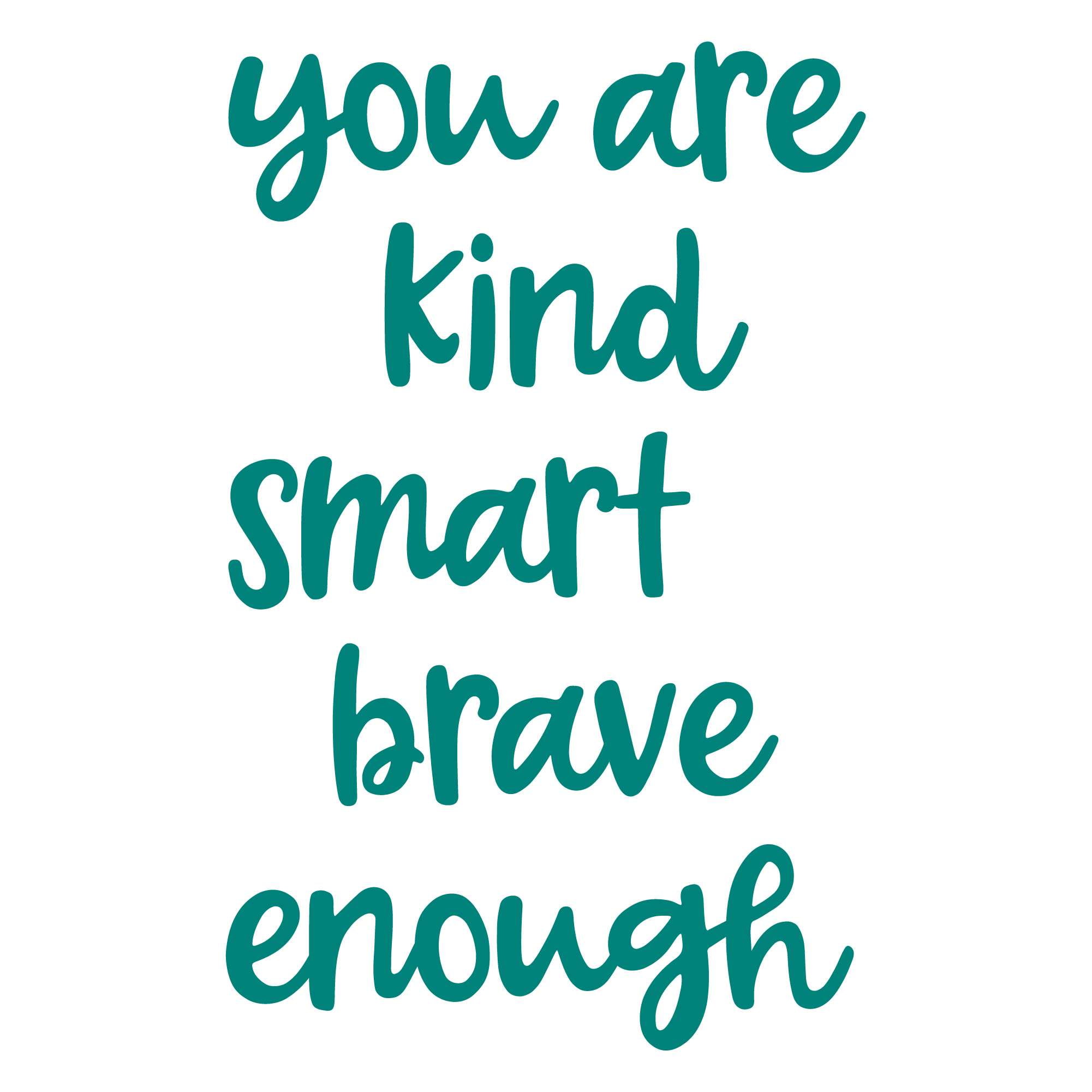 "You Are Kind Smart Beautiful Enough" Mirror Decal - White Self Affirmation Wall Sticker (6x5 Inches)