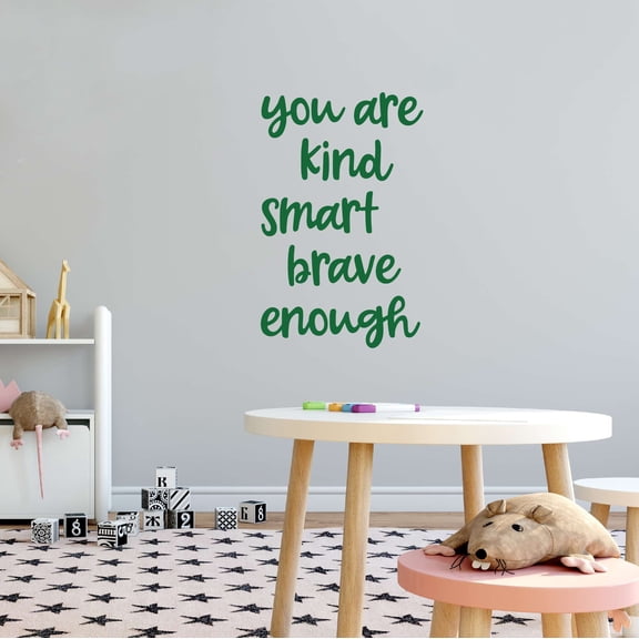 Girls You are Kind Smart Brave Enough Inspirational Quotes & Sayings Wall Decal Decoration Motivational Wall decal Vinyl Stickers for wall Lasts Years and Easily Removable - Size: 12 In(W) x 20 In(H)