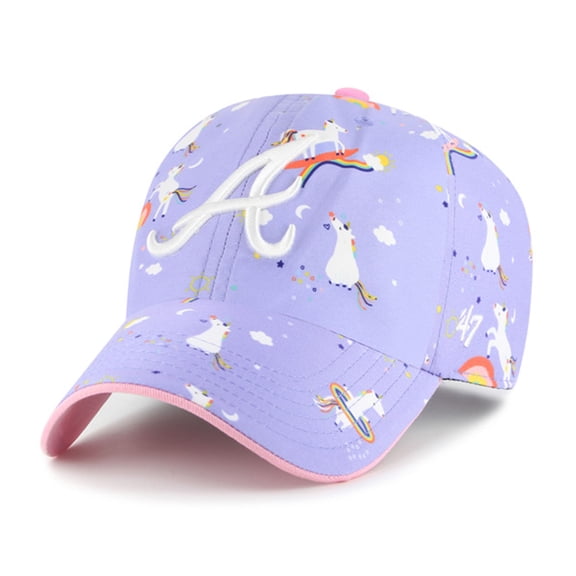 Girls Youth-'47 Lavender Atlanta Braves Unicorn Clean Up Adjustable Hat