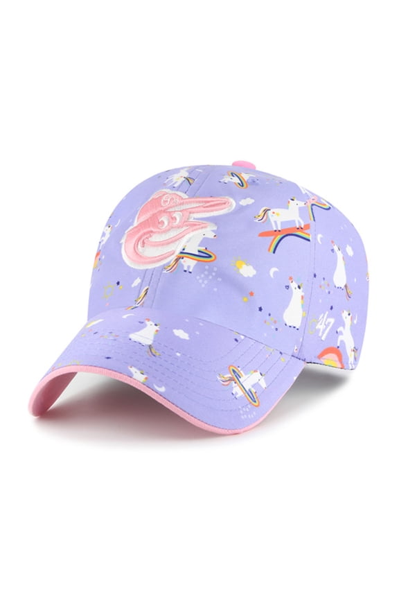 Girls Youth-'47 Lavender Baltimore Orioles Unicorn Clean Up Adjustable Hat