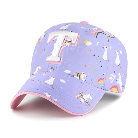 Girls Youth-'47 Lavender Texas Rangers Unicorn Clean Up Adjustable Hat