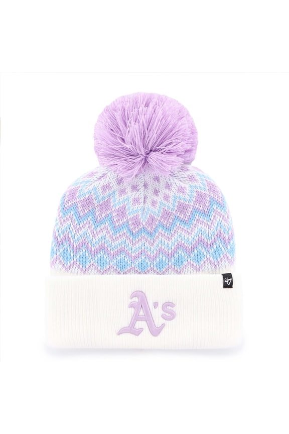 Girls Youth '47 White Athletics Elsa Cuffed Knit Hat with Pom