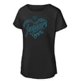 thumbnail image 1 of Girls Youth Black Jacksonville Jaguars Script Heart Dolman T-Shirt, 1 of 1