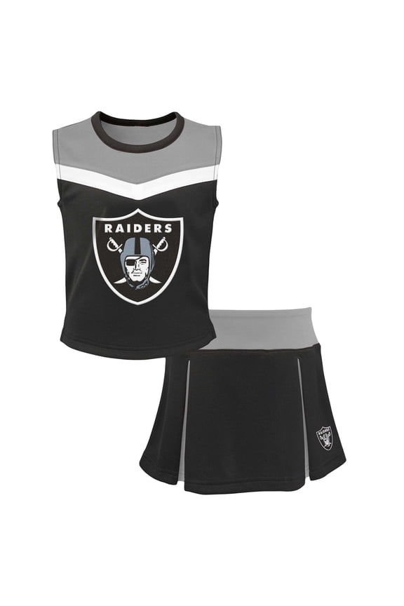 Girls Youth Black Las Vegas Raiders Spirit Two-Piece Cheerleader Set