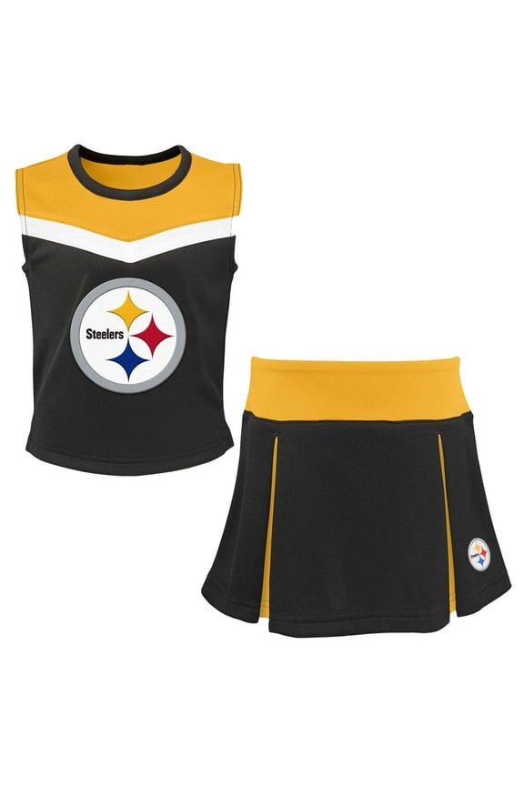 Girls Youth Black Pittsburgh Steelers Spirit Two-Piece Cheerleader Set