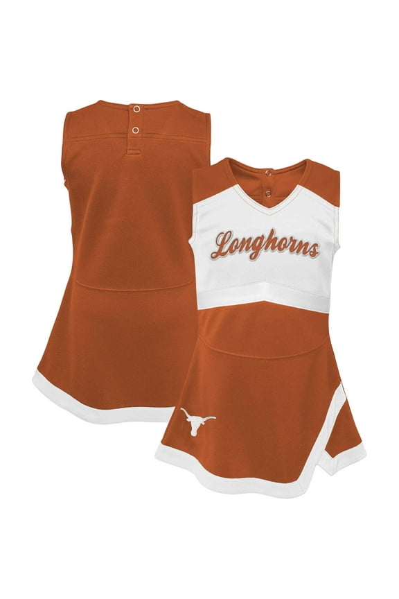 Girls Youth Burnt Orange/White Texas Longhorns Cheer Captain Jumper Dress