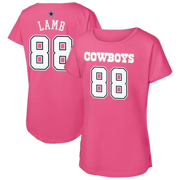 Girls Youth CeeDee Lamb Pink Dallas Cowboys Player Name & Number T-Shirt