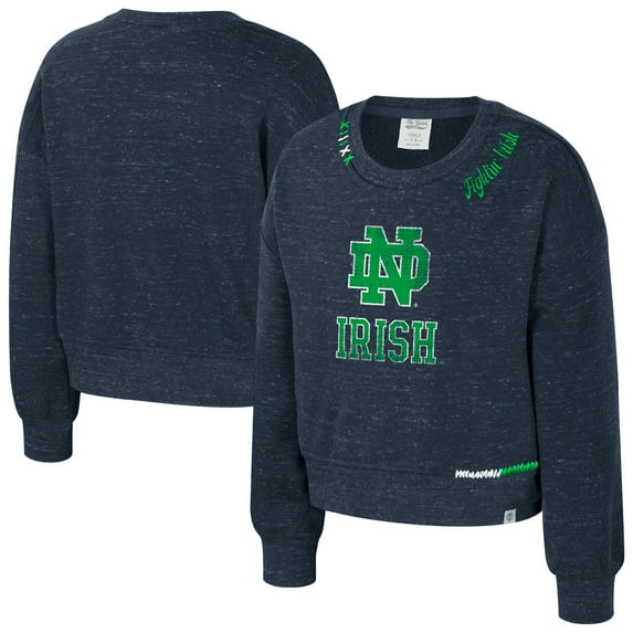 Girls Youth Colosseum Navy Notre Dame Fighting Irish Just a Minute Sweatshirt