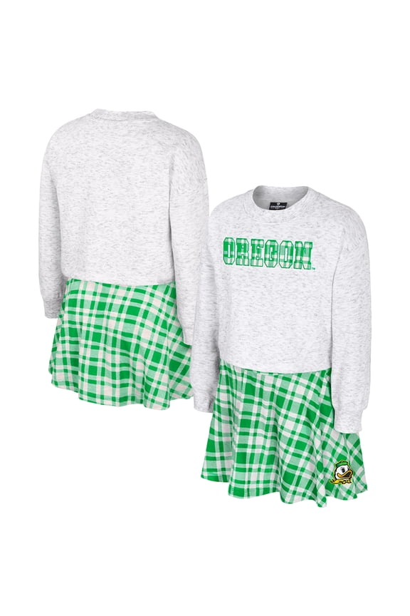 Girls Youth Colosseum White Oregon Ducks Marceline Plaid Skirt and Top Set
