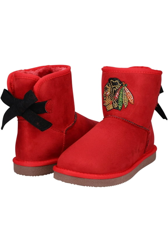 Girls Youth Cuce Chicago Blackhawks Low Team Ribbon Boots