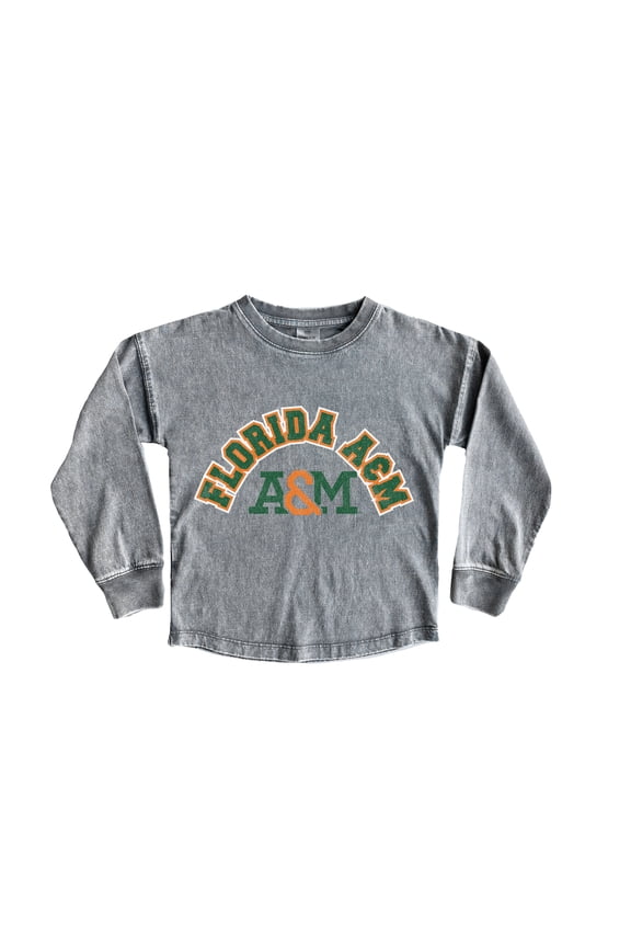 Girls Youth Gameday Couture Gray Florida A&M Rattlers Faded Wash Pullover Top