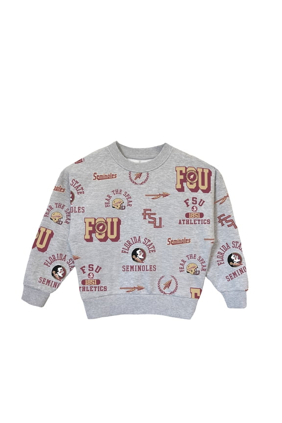 Girls Youth Gameday Couture Heather Gray Florida State Seminoles Always On Repeat Pullover Sweatshirt