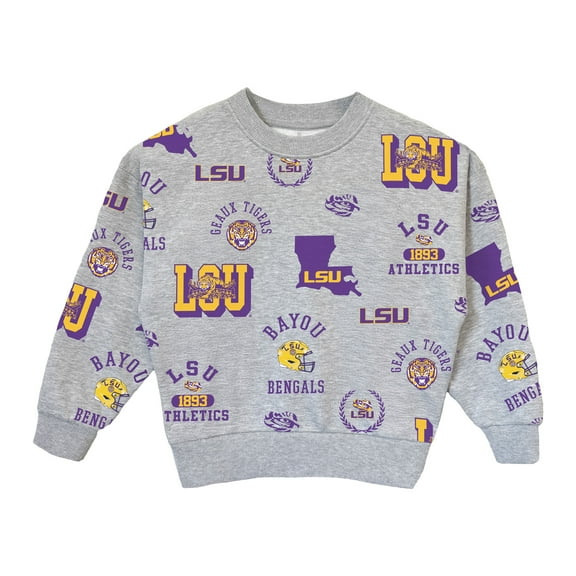 Girls Youth Gameday Couture Heather Gray LSU Tigers Always On Repeat Pullover Sweatshirt