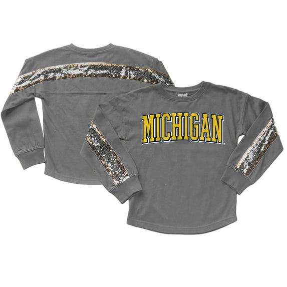 Girls Youth Gameday Couture Gray Michigan Wolverines Guess Who's Back Long Sleeve T-Shirt